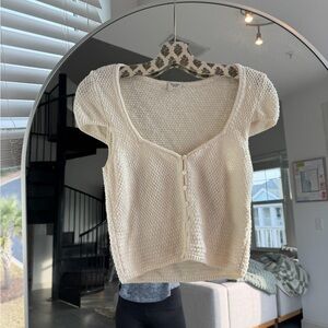 Abercrombie & Fitch Cream Button-Up Crop Top